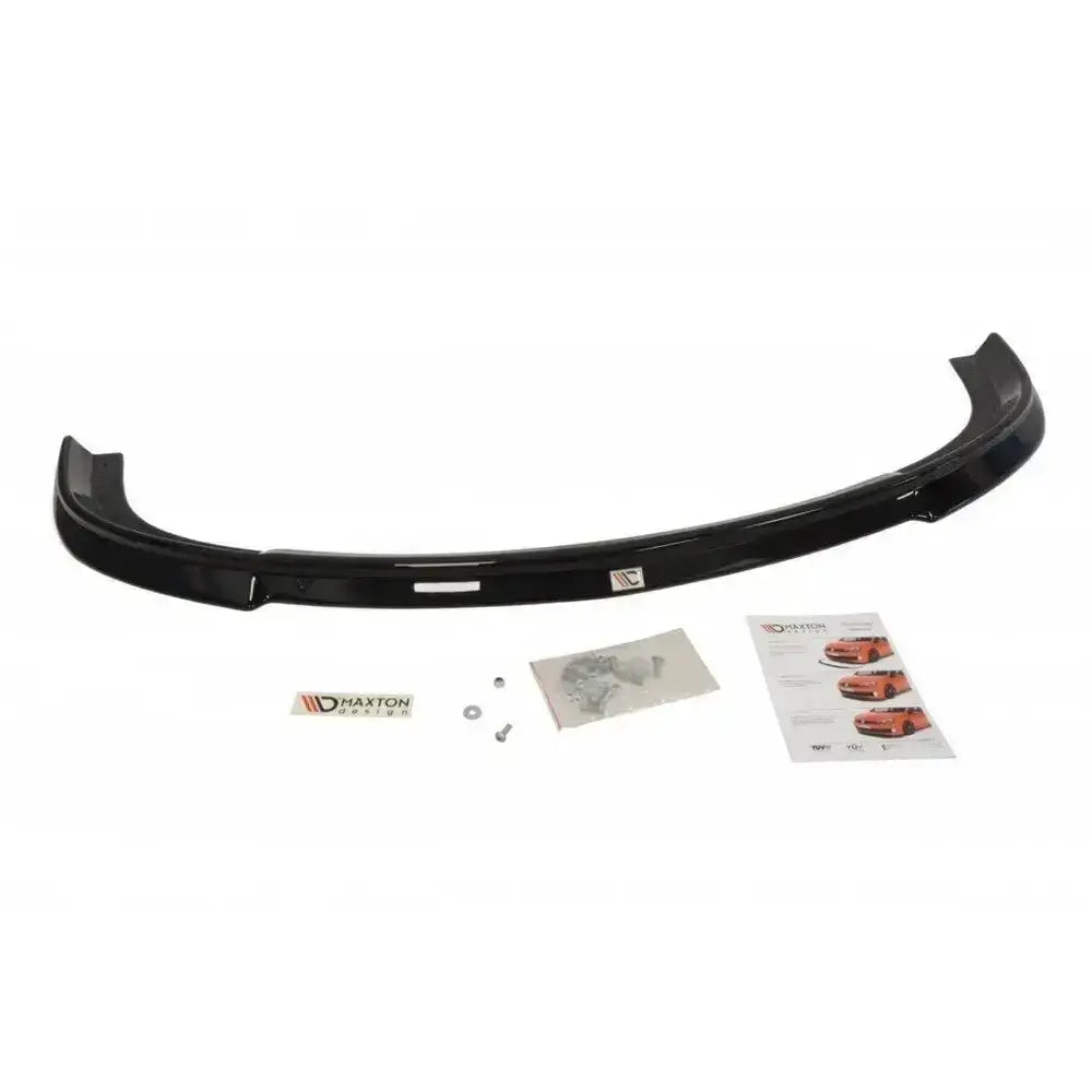 Frontleppe Mazda 3 Mps Mk1 i blank sort plast sett ovenfra med skruer, bruksanvisning og logo.