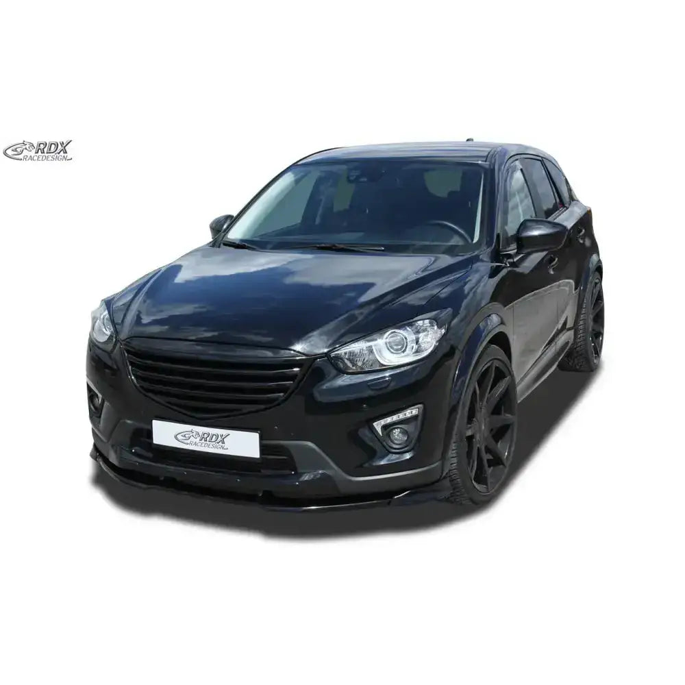 Frontspoiler Mazda CX5 11-16 Vario X montert på svart SUV med sportslig frontfanger og store felger.