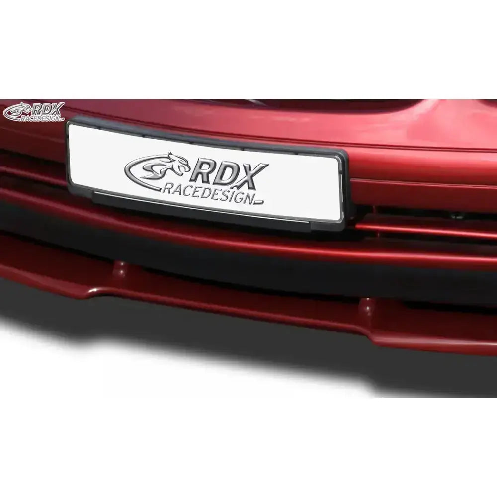 Frontspoiler til Mercedes SLK R170 96-00 i rød lakk med svart kontrastfelt, sett rett forfra.