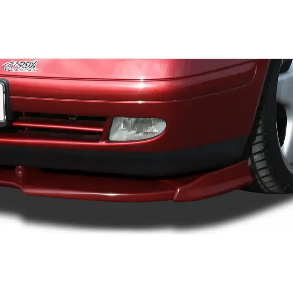 Frontsplitter til Mercedes SLK R170 96-00, nærbilde av rød frontfanger med RDX-logo.