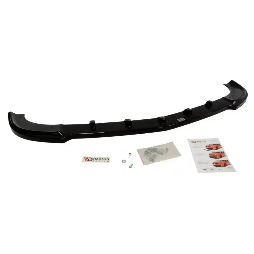 Front lip av sort glanset Mercedes SLK R170 AMG 204 frontleppe med monteringsutstyr og instruksjoner.