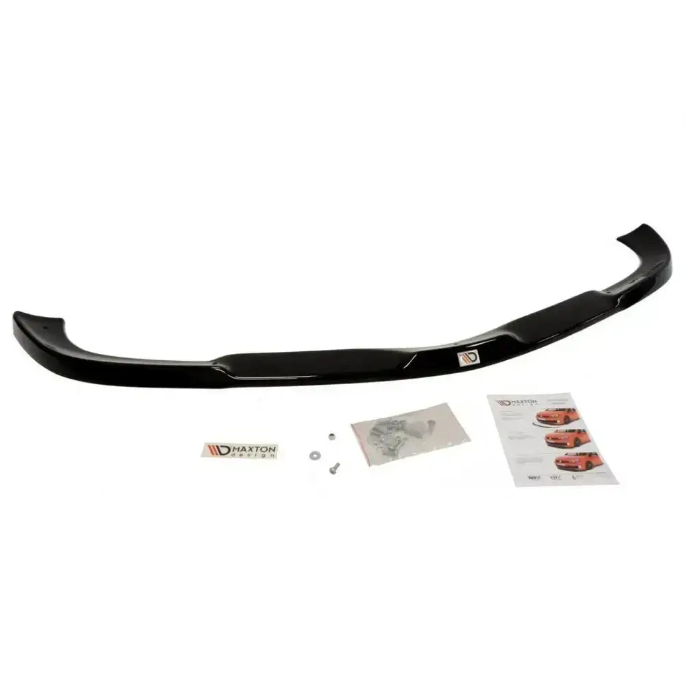 Front splitter Mercedes SLK R171 frontleppe sett med monteringsdetaljer og instruksjoner på hvit bakgrunn.