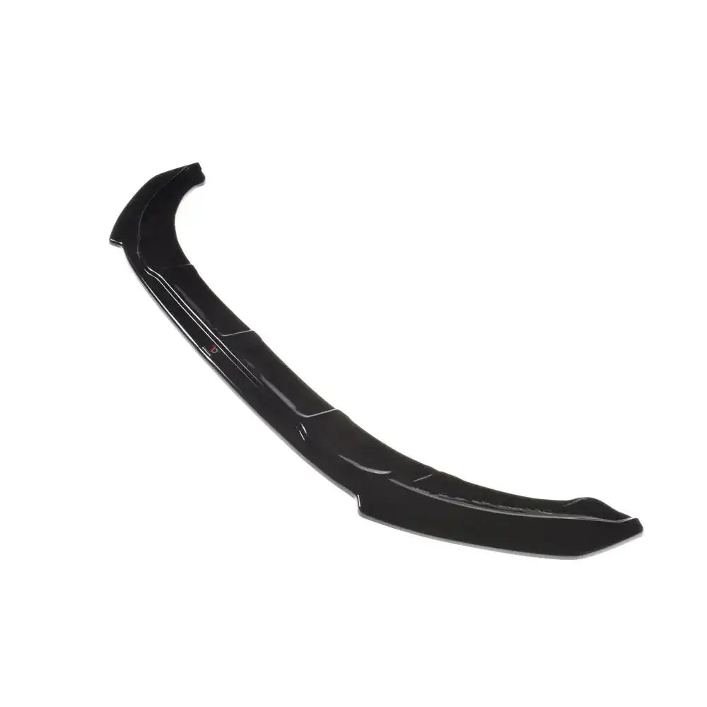 Front lip til Mini Cooper S Mk3 Preface F56, svart glanset plast med aerodynamisk design, skrå vinkel.