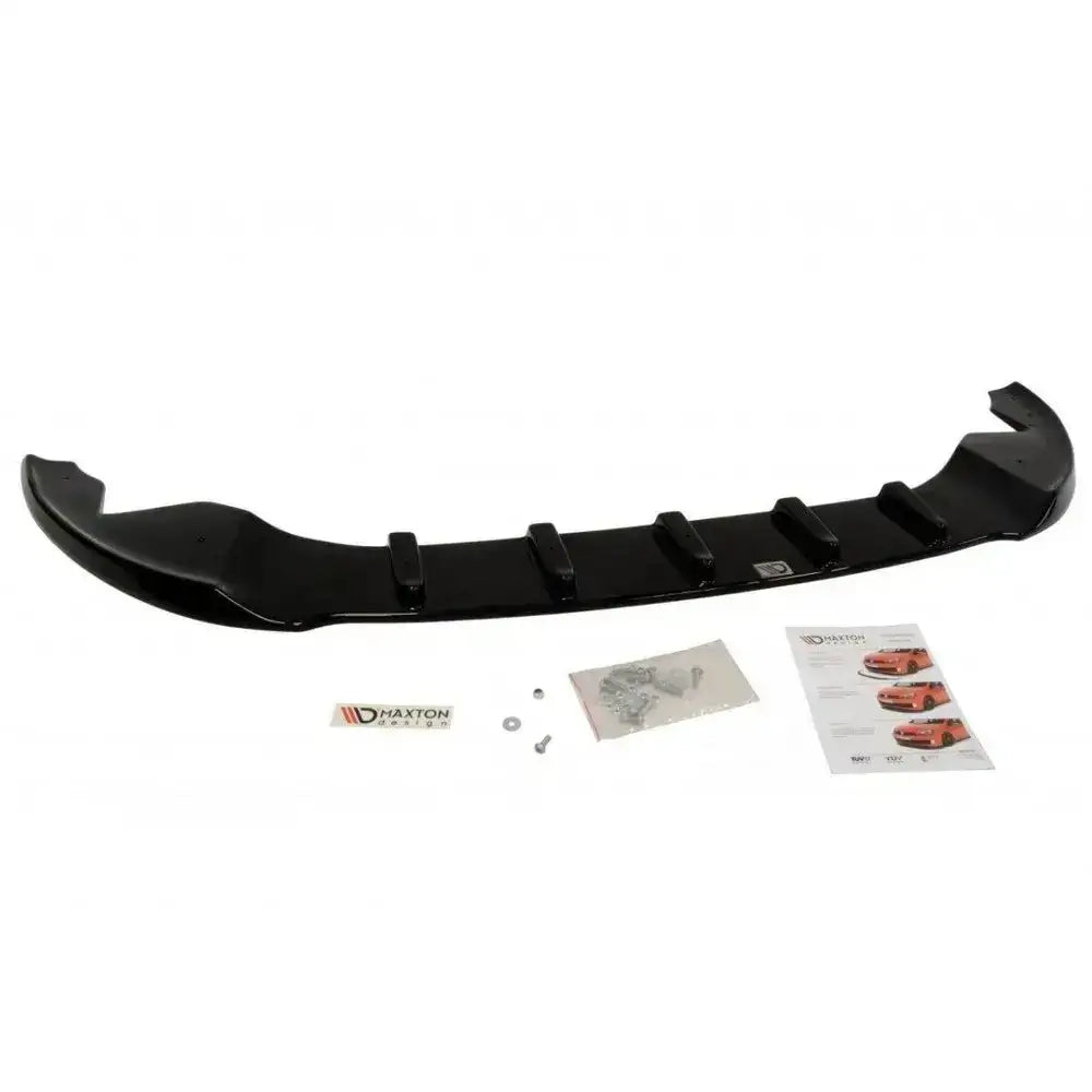 Frontsplitter til Nissan Qashqai facelift, sett ovenfra med monteringsutstyr, instruksjoner og klistremerke.