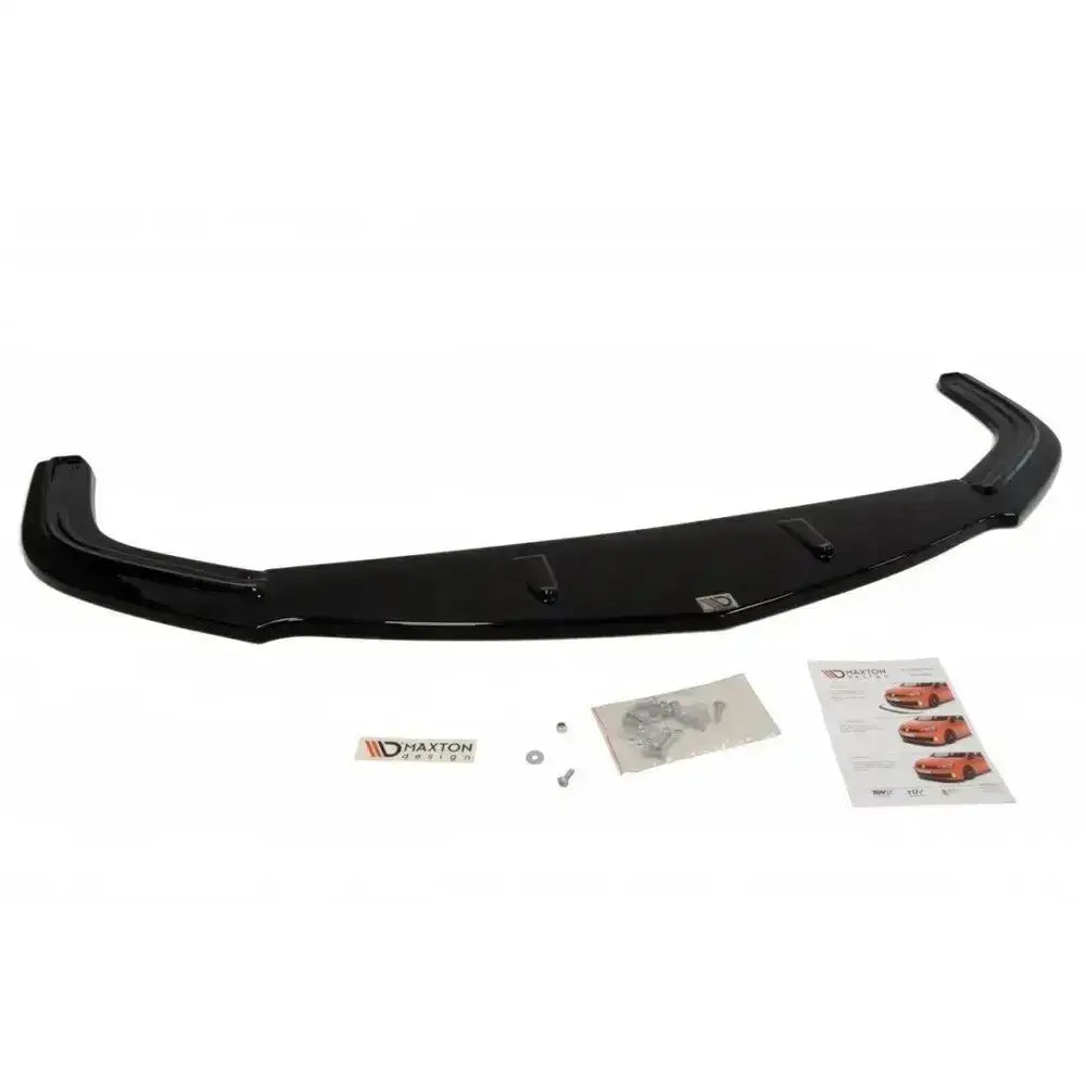 Frontspoiler til Opel Zafira B OPC/VXR sett ovenfra med monteringsutstyr, instruksjoner og logoetikett.