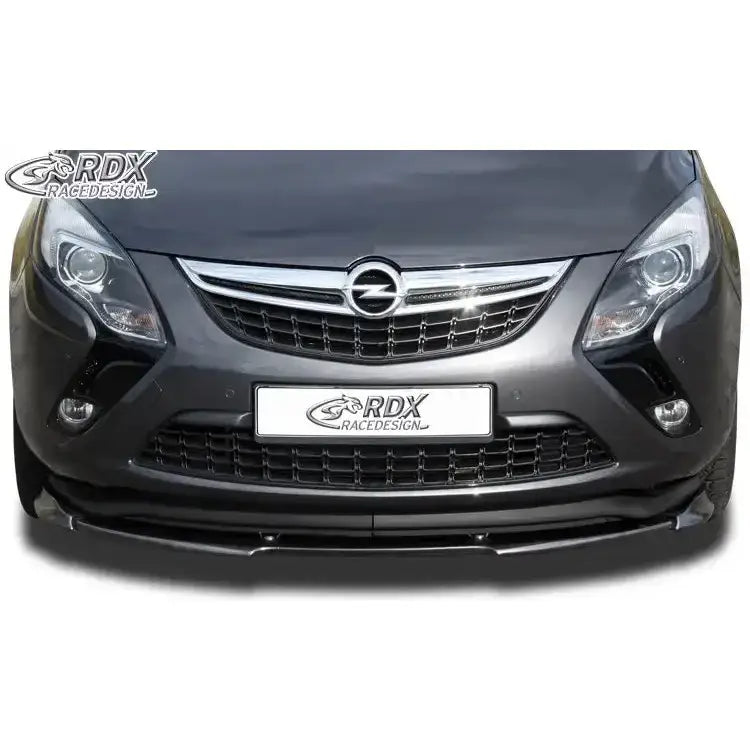 Frontspoiler til Opel Zafira Tourer 11-, sort metall med kromdetaljer og RDX-logo på skiltet.