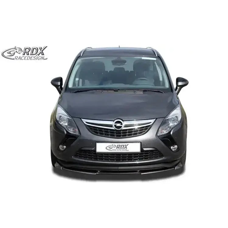Frontsplitter Opel Zafira Tourer 11- sett forfra med kromgrill og svarte sporty detaljer på hvit bakgrunn.