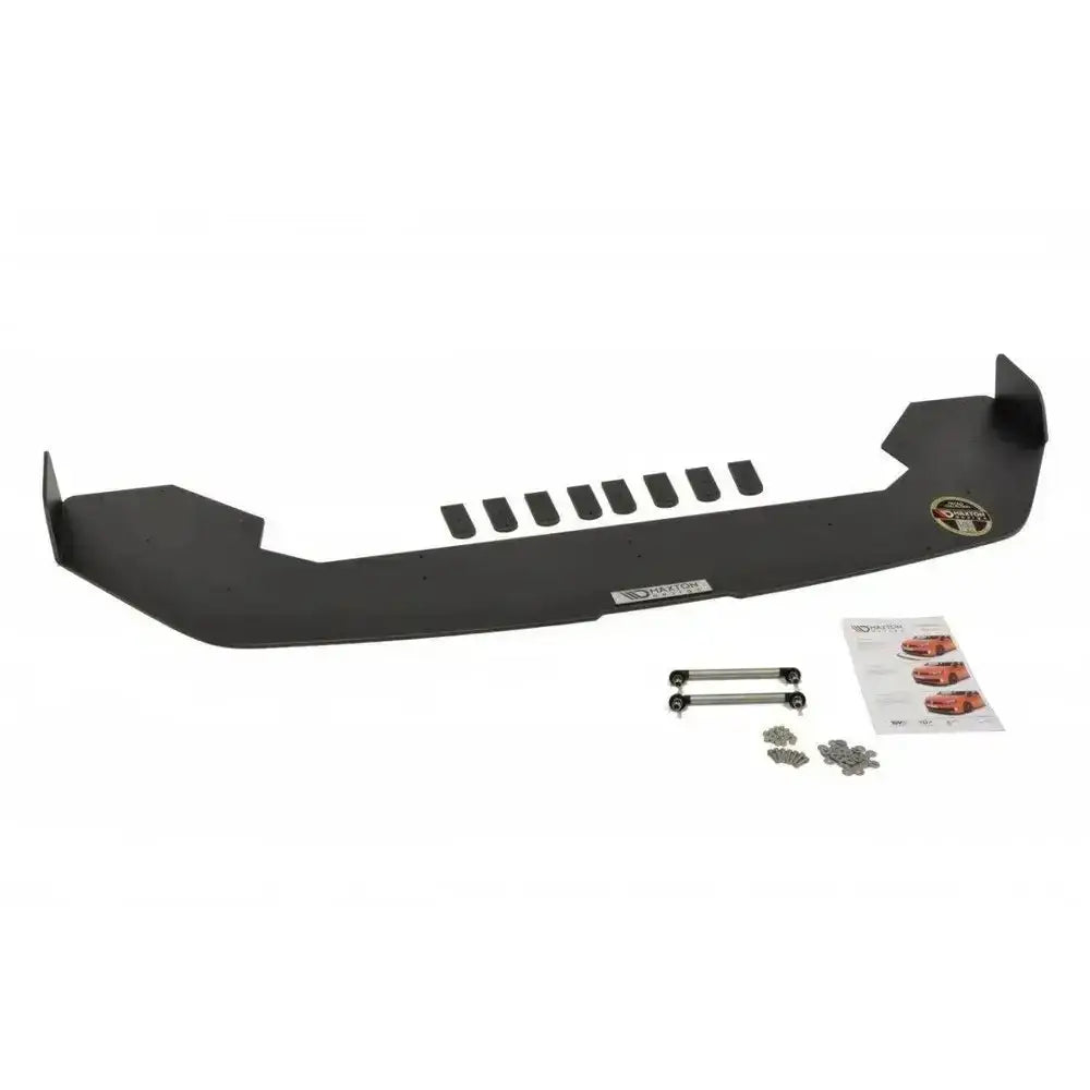 Frontleppe Racing Ford Fiesta Mk7 St Facelift sett ovenfra med monteringsdetaljer og instruksjonsark.