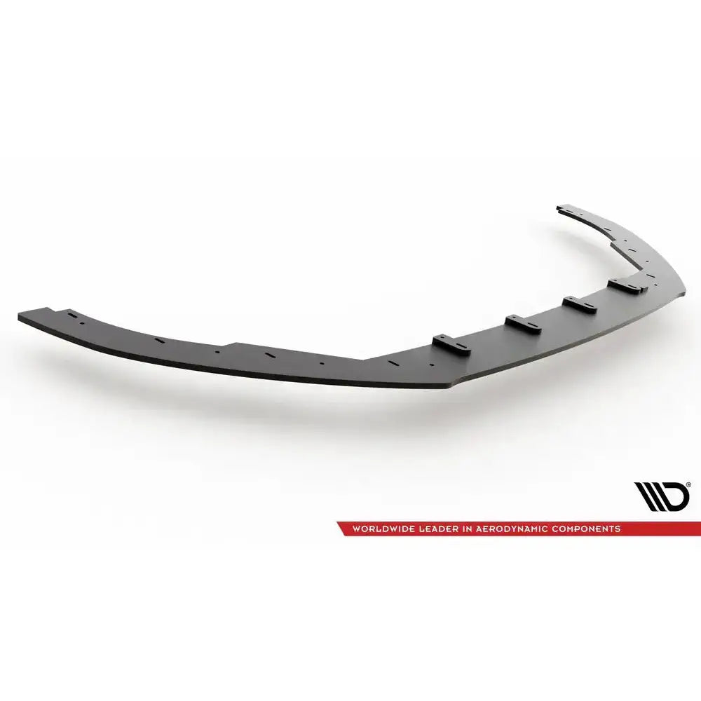 Frontspoiler til Ford Focus ST/ST-Line MK4, sort med synlige monteringsbraketter, sett ovenfra.