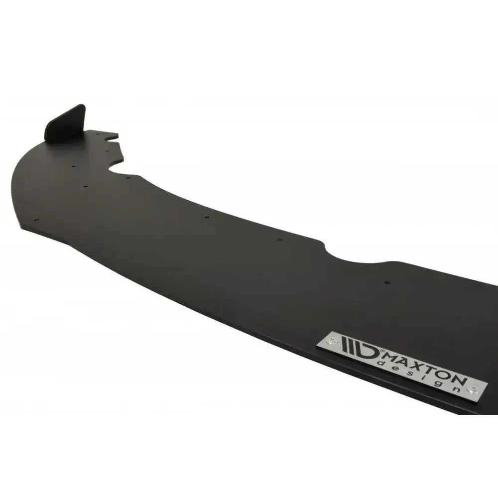 Frontspoiler Racing V.1 til BMW 4 F32 M-Pack i sort matt plast med synlig sølvmerke og monteringshull.