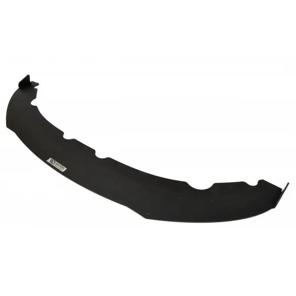 Frontsplitter Racing V.1 til BMW 4 F32 M-Pack, svart med logo, vist fra skrå vinkel mot hvit bakgrunn.
