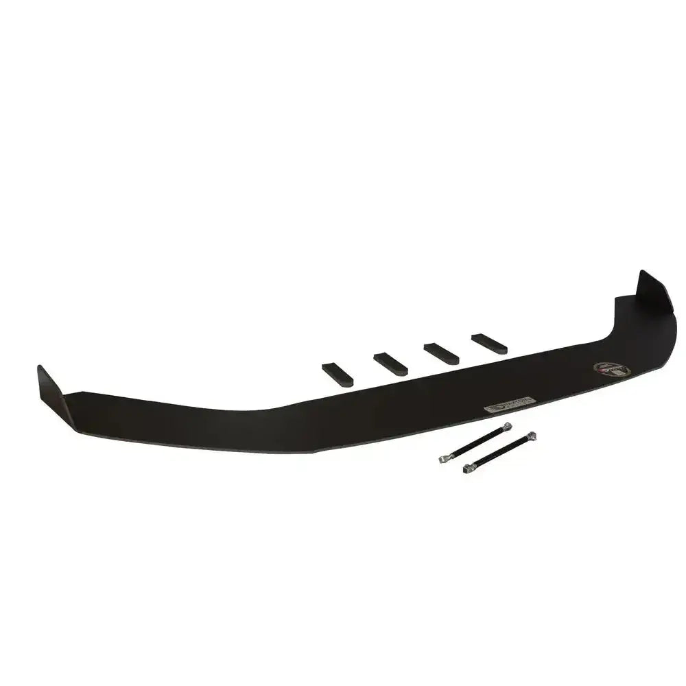 Frontspoiler Racing V.2 til BMW 1 F20/F21 M-Power, sort metall med rektangulære deler, sett skrått ovenfra.