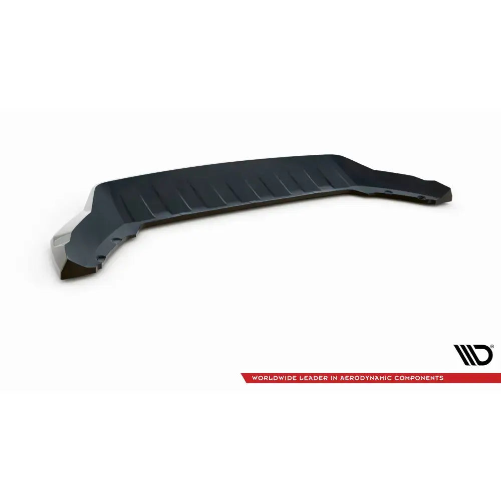 Front splitter til Skoda Karoq Sportline Mk1 Facelift i svart plast med markerte linjer og buet form.