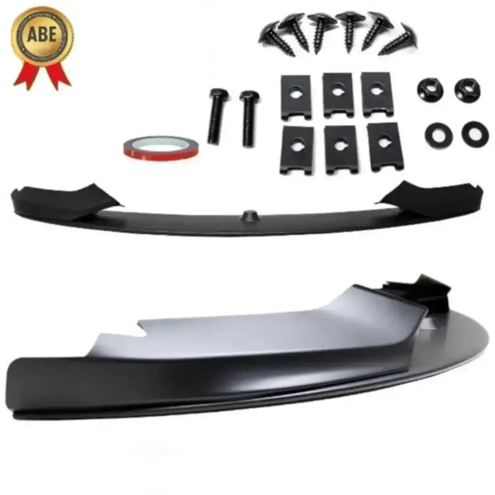 Frontspoiler Sport-Performance BMW 4 F32 F33 F36 svart matt med monteringsdeler sett ovenfra.