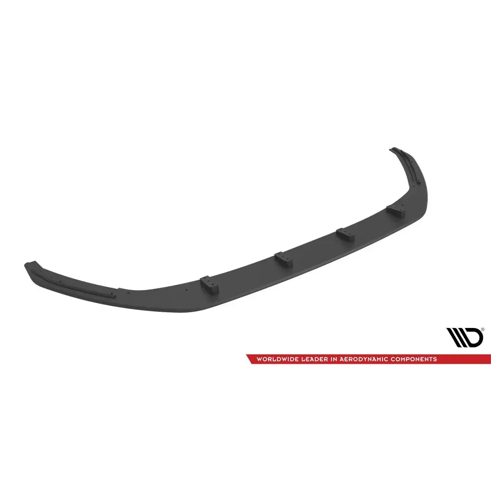 Front splitter Street Pro Audi A3 8Y i svart plast med monteringspunkter, sett skrått ovenfra.