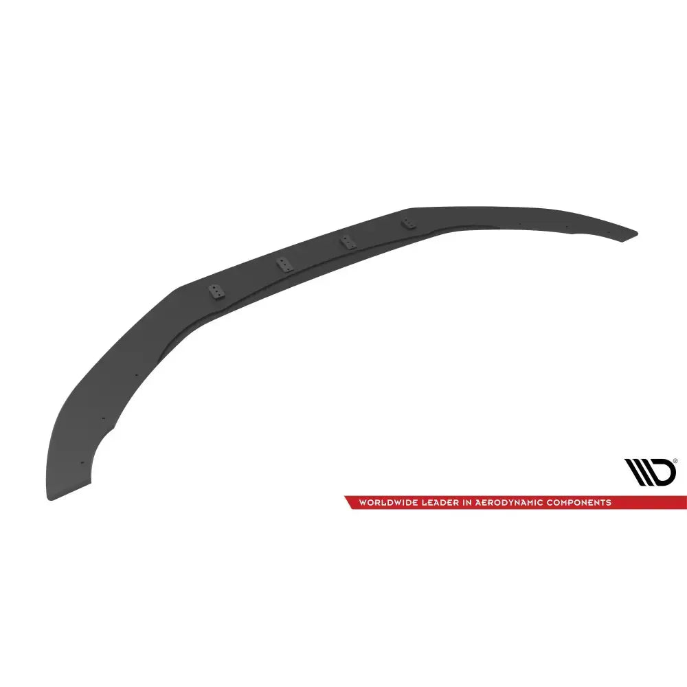 Front splitter Street Pro Audi RS4 B8 svart plast med buet design sett skrått ovenfra mot hvit bakgrunn.