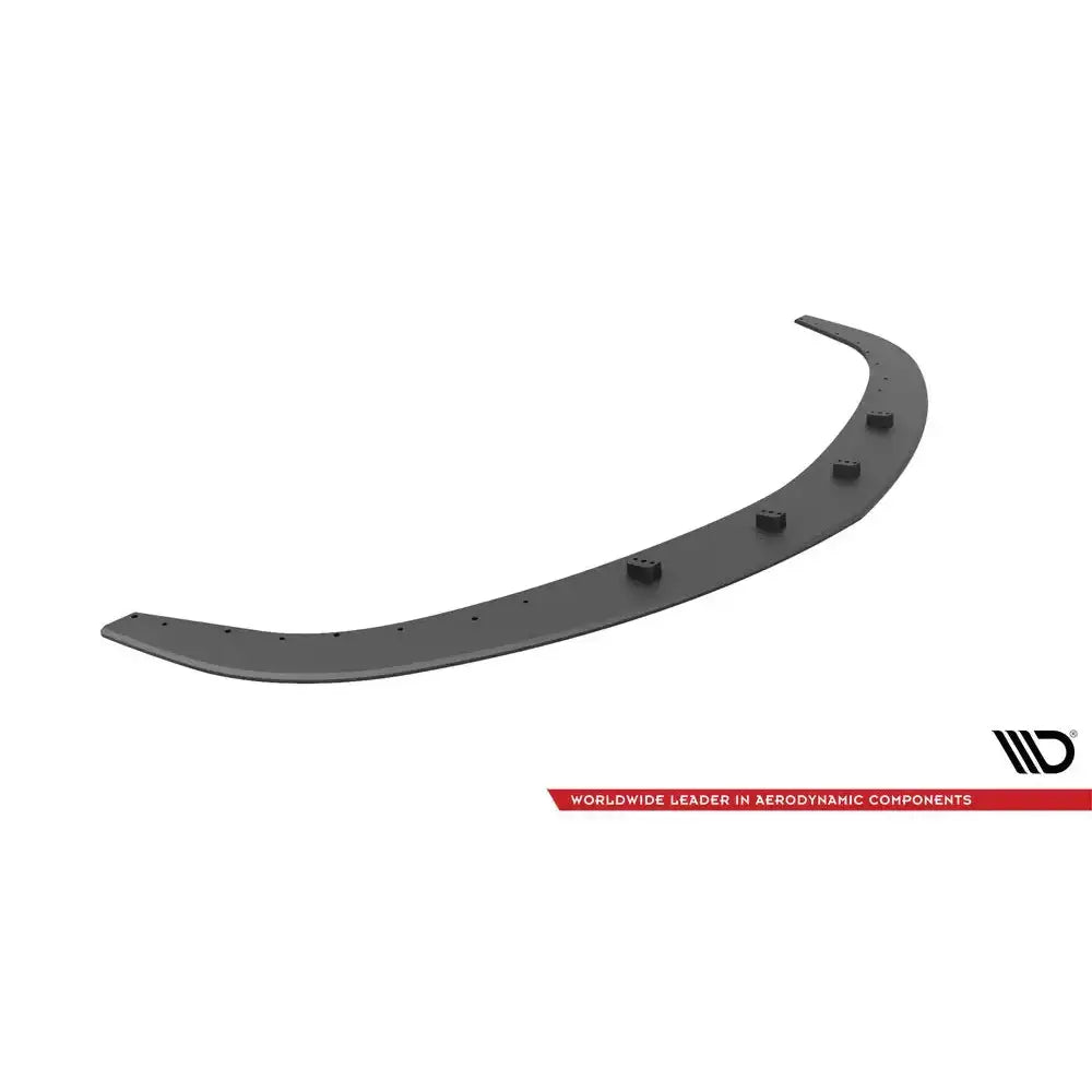 Front splitter til Mazda 3 MPS Mk1 06-08, sort plast med festepunkter, sett skrått ovenfra.