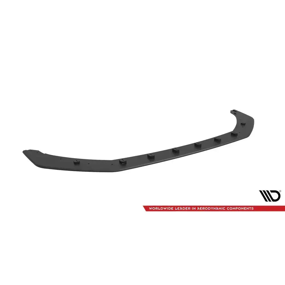 Front splitter Street Pro Peugeot 208 GT Mk2 i svart plast med små fester, sett skrått ovenfra.