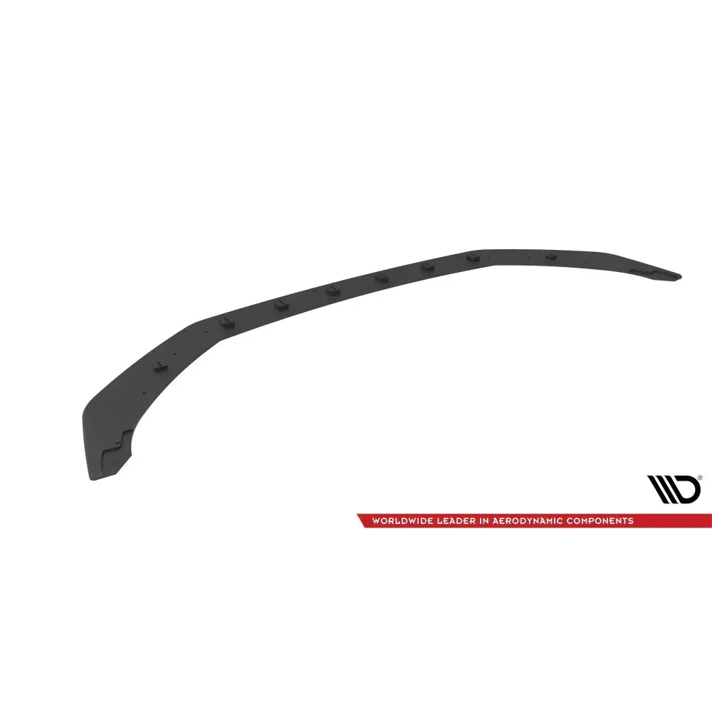 Front splitter Street Pro Peugeot 208 GT Mk2 i svart plast, skrå vinkel, hvit bakgrunn, logo og rød tekst.