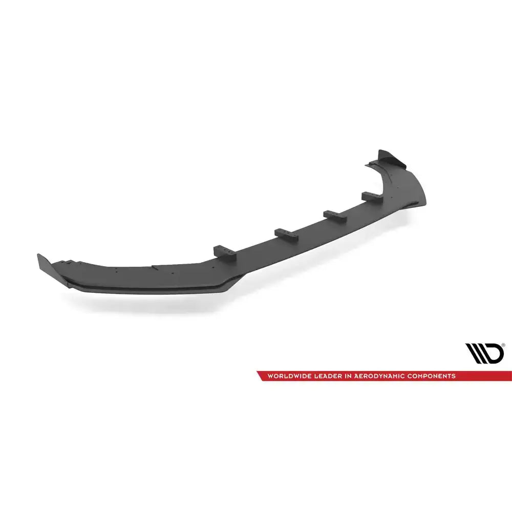 Front lip Street Pro V.1 med flaps til Volkswagen Golf R Mk7, svart plast med synlige festepunkter.