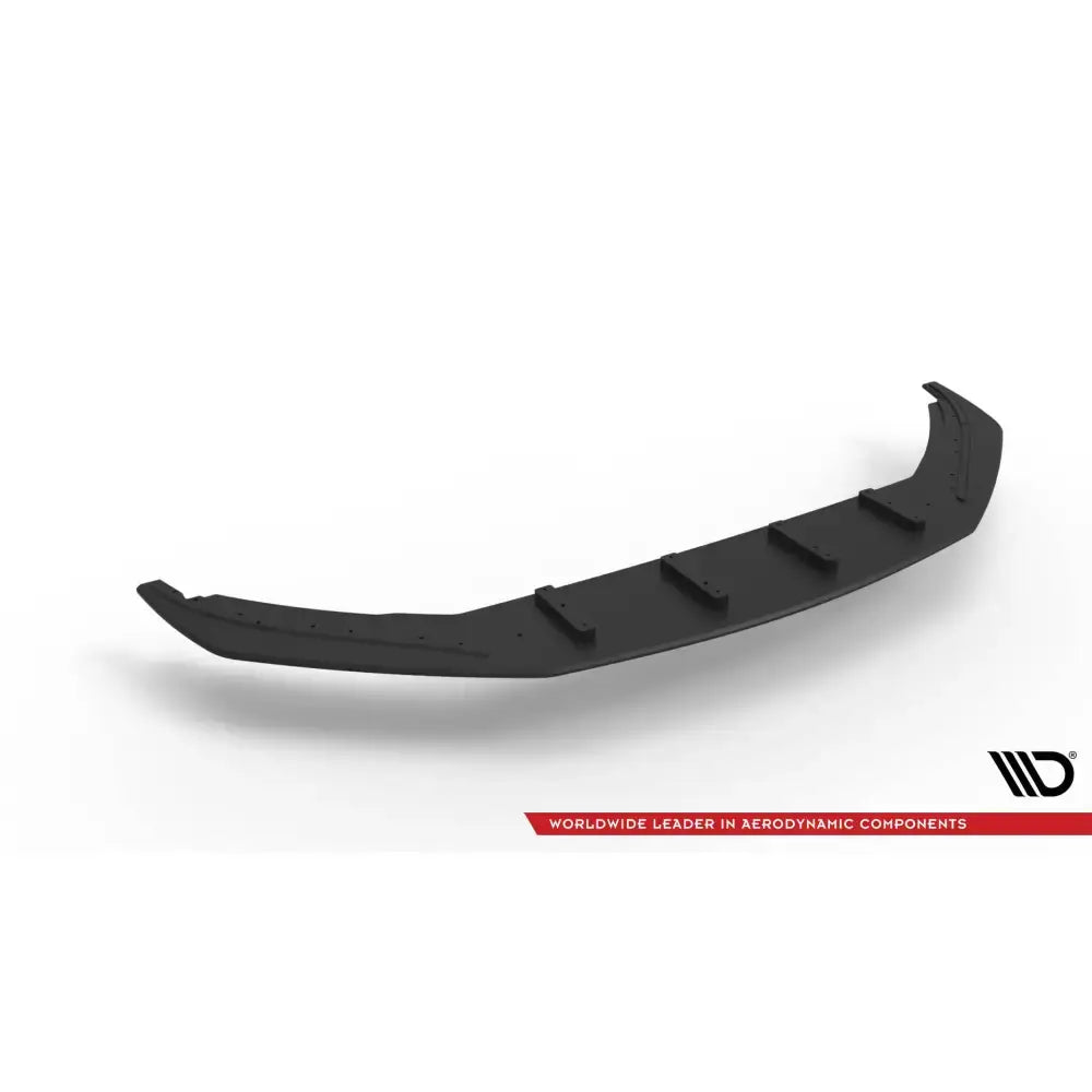 Front splitter Street Pro Volkswagen Scirocco R Mk3 sett ovenfra med fire vertikale finner i matt svart plast.