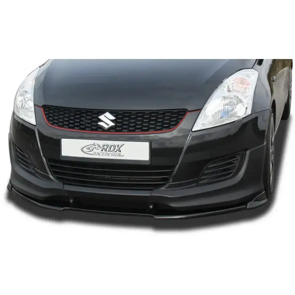 Frontleppe til Suzuki Swift 10-13 med JDM/GT Vario X, sort plast med kantet design sett rett forfra.