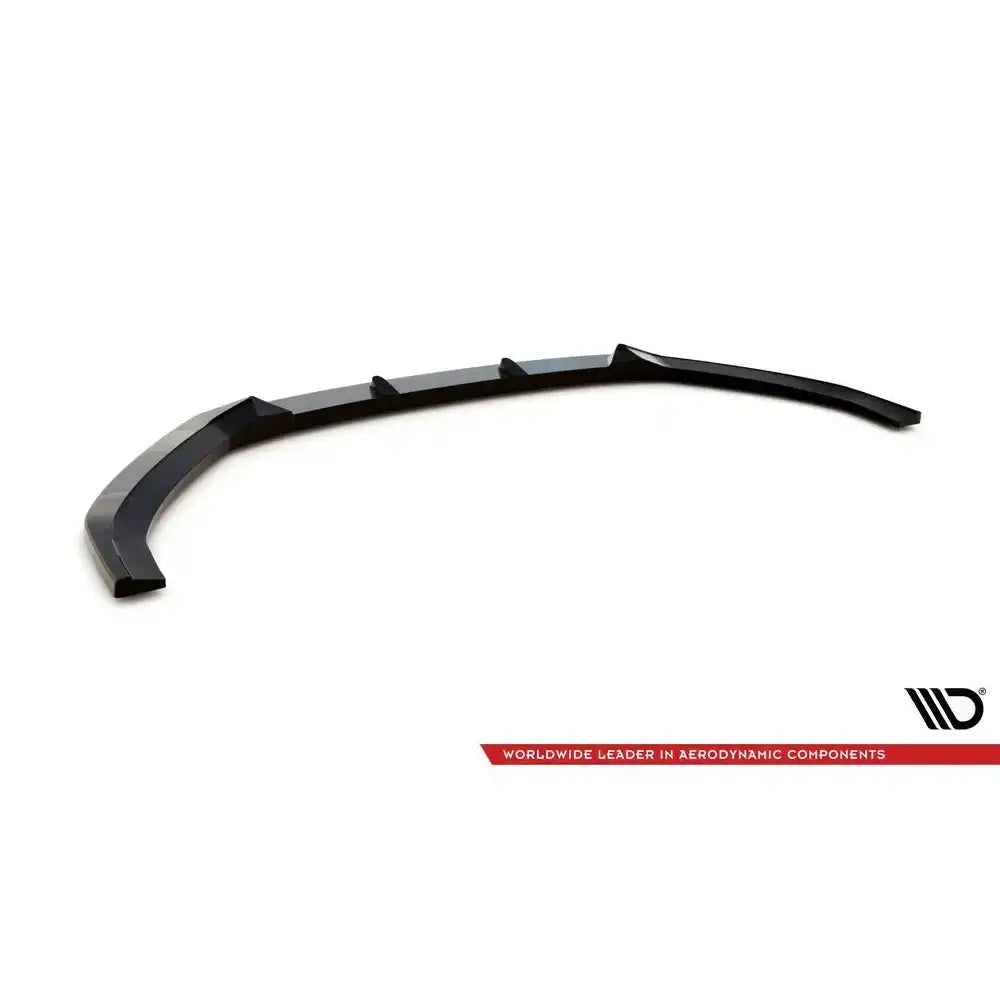 Front splitter Audi S3 Sportback 8V Facelift i svart plast med fire markerte kanter mot hvit bakgrunn.
