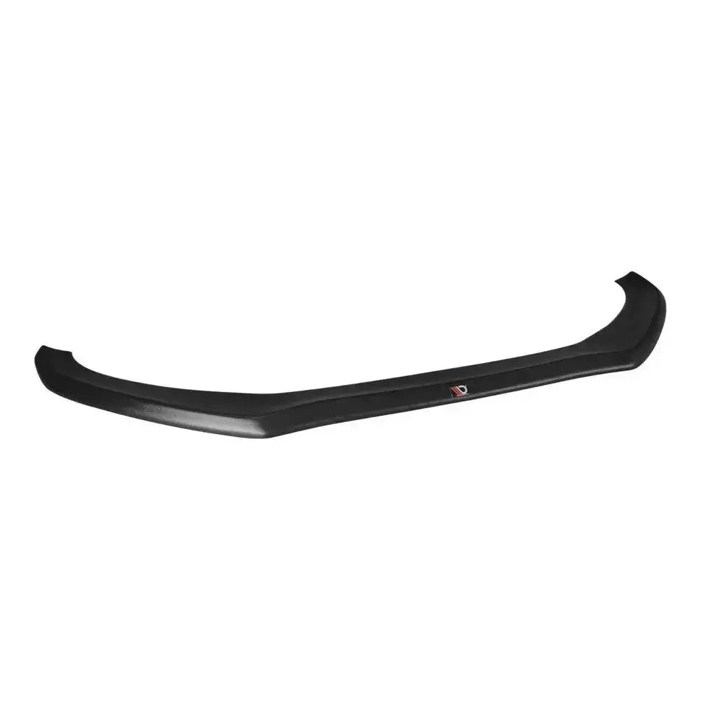 Front splitter Audi S4 B8 FL sort plast, sett skrått ovenfra med logo i midten på hvit bakgrunn.