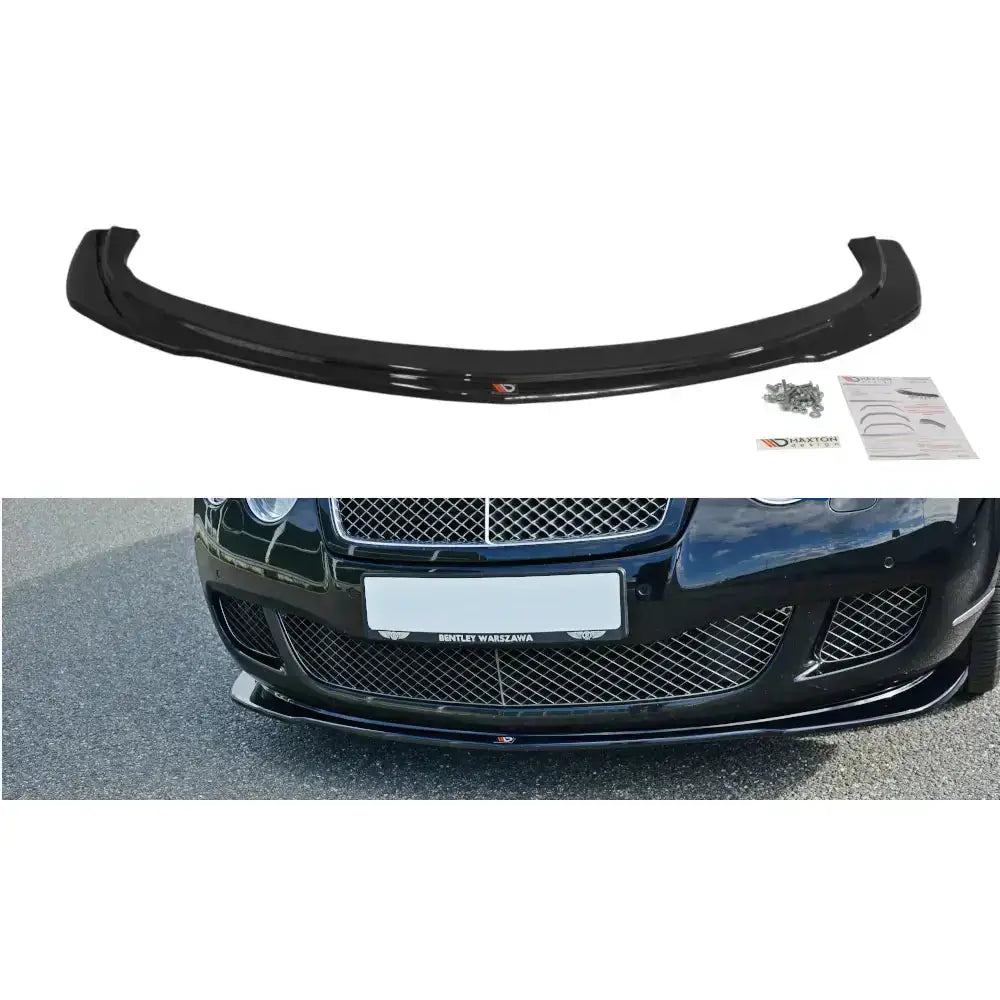 Frontleppe V.1 Bentley Continental GT i sort blank finish med monteringsutstyr sett fra oven.