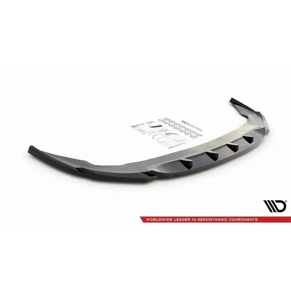 Front lip til BMW 2 Gran Coupe M-Pack sort plast med markerte luftekanaler, skrå vinkel, monteringsutstyr bak.