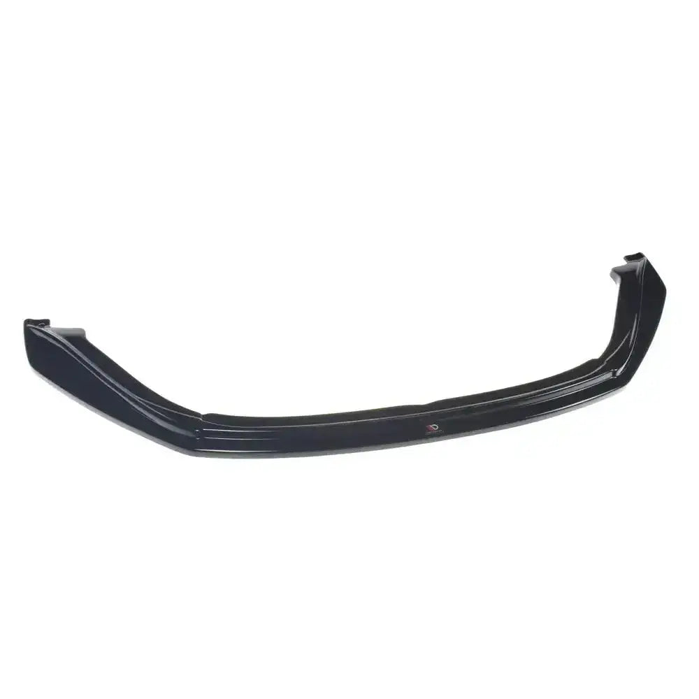 Frontsplitter til Jaguar F-Type V.1 i sort glanset finish med forhøyninger og midtdetalj, sett forfra.