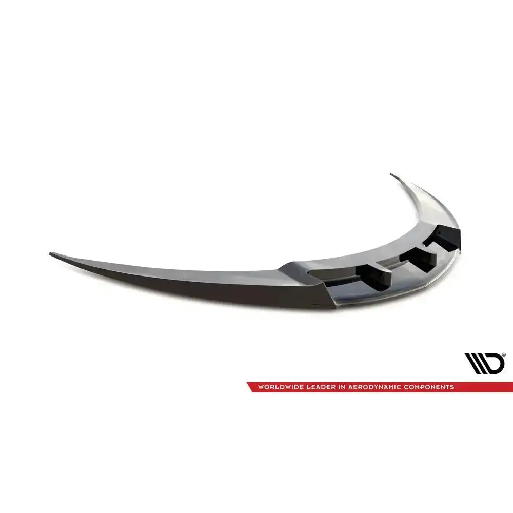 Front splitter for Opel Insignia OPC Mk1 V.1, svart med vinkler og luftkanaler, sett fra siden.