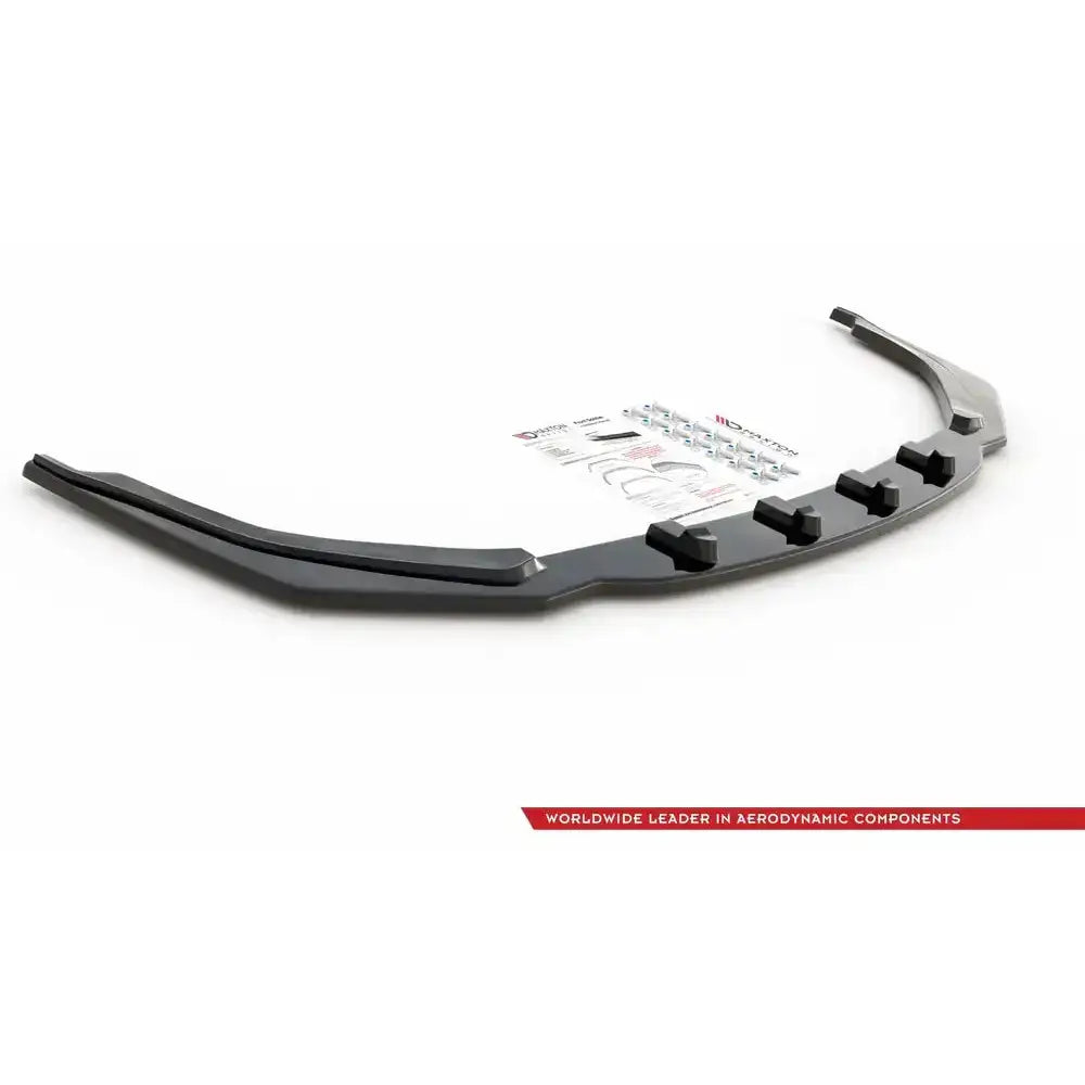 Front splitter til Toyota Corolla XII Touring Sports/Hatchback, sort plast med monteringsdetaljer sett ovenfra.