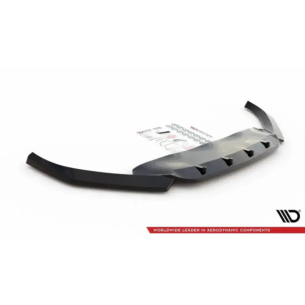 Front splitter til Volkswagen Passat B8 Facelift V.1 sett fra skrå vinkel med monteringsutstyr.
