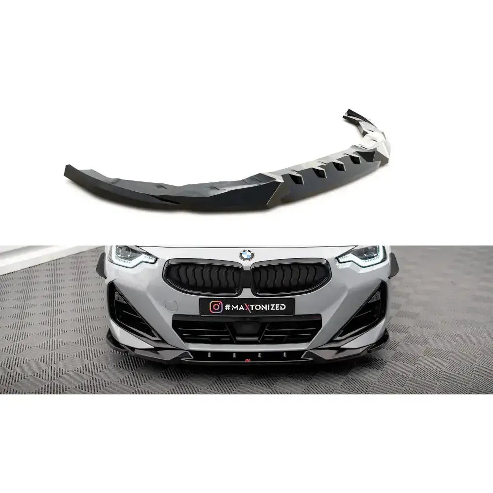 Frontleppe til BMW 2 Serie Coupe M-Pack G42, sort plast med sportslige vinkler, vist montert forfra.