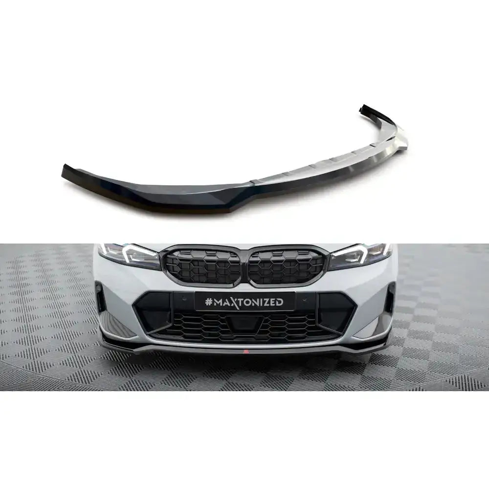 Frontleppe til BMW 3 M340i G20/G21 Facelift, svart plast, vist montert på bilens front.