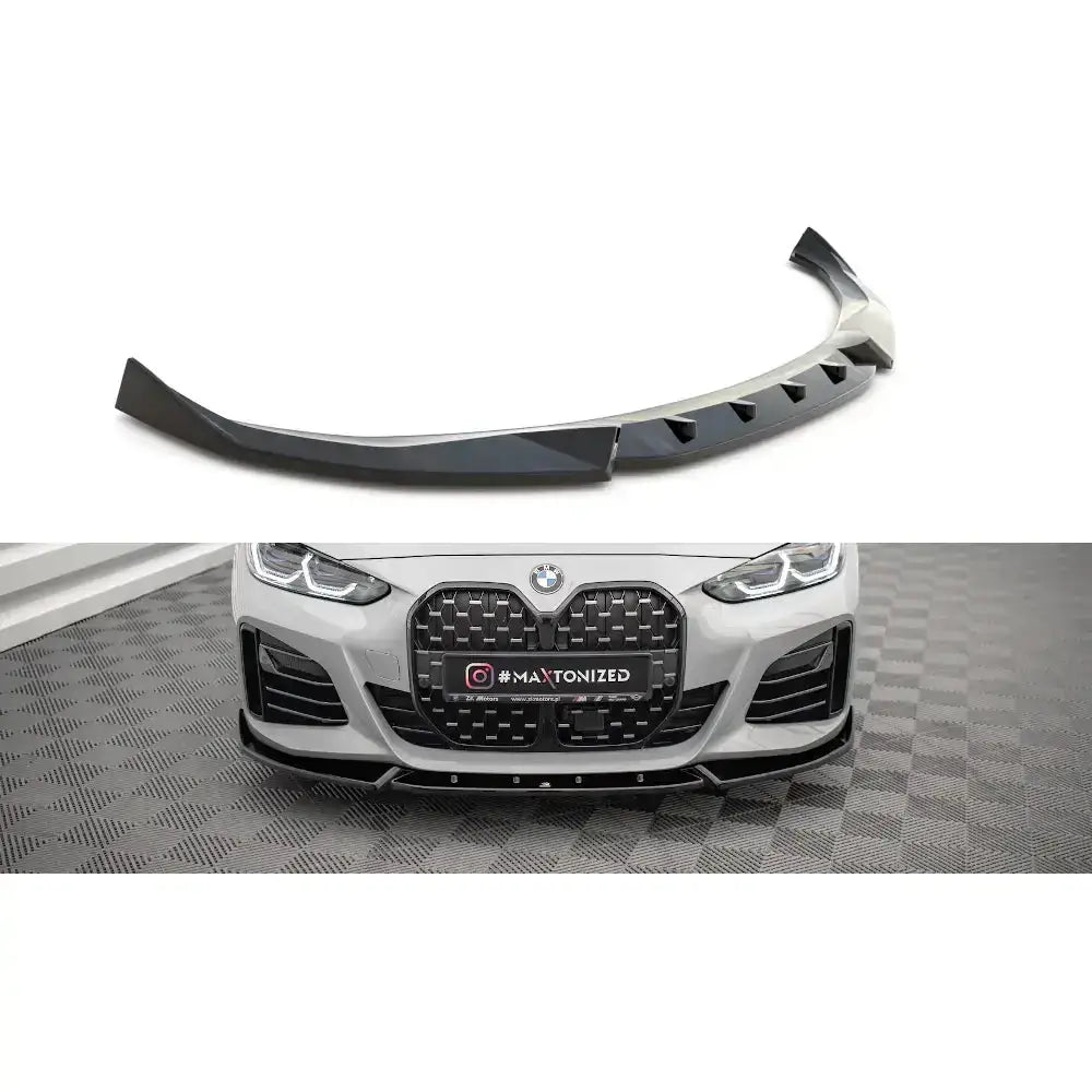 Frontleppe til BMW 4 Gran Coupe G26 M-Pack, sort plast med markante vinkler, vist på bilfront.