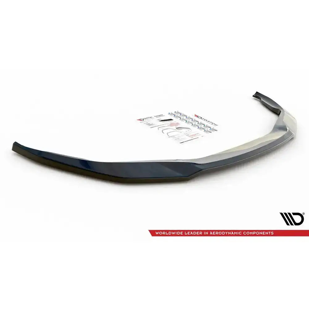 Front splitter til Bmw M5 F90 Facelift V.2 i sort blank plast med monteringssett og instruksjoner.