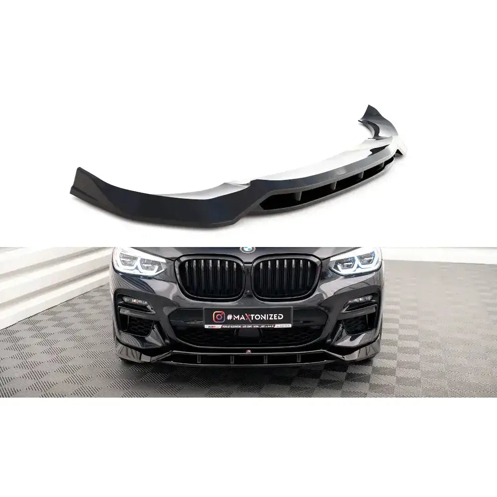 Frontleppe til BMW X3 M40d M40i G01, sort plast, montert på bil med sporty design.