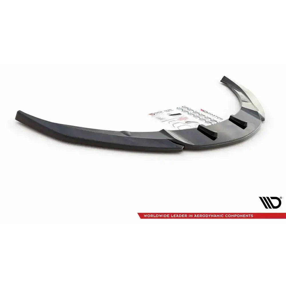 Frontspoiler til Opel Insignia MK. 1 OPC Facelift, svart plast med monteringsutstyr og instruksjonsark.