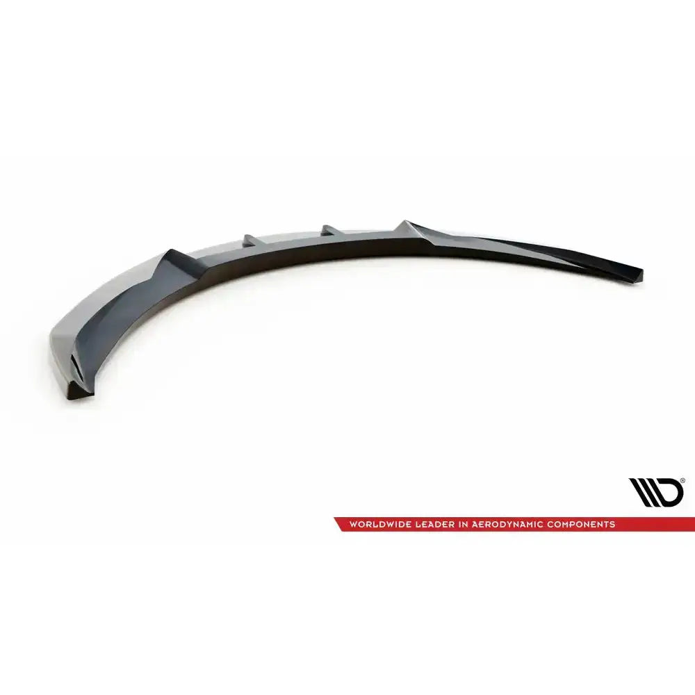 Frontleppe til Opel Insignia OPC Mk1 V.2, svart plast med finner, skrå vinkel, logo og rød tekststripe.