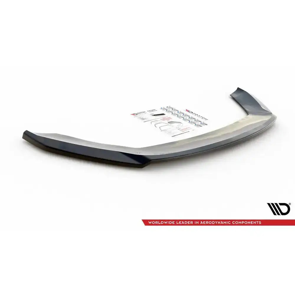 Front lip til Seat Leon FR Cupra Mk3 12-16 med monteringsutstyr og instruksjoner på hvit bakgrunn.