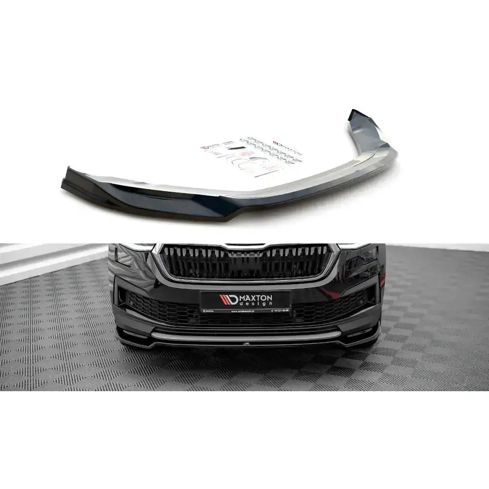 Frontleppe til Skoda Kodiaq Mk1 Facelift, sort plast med glanset finish og monteringsutstyr.