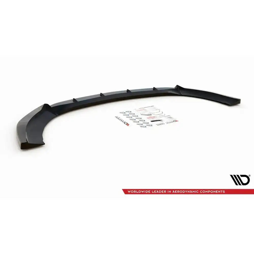 Frontspoiler til Mercedes-Benz V-Class AMG-Line W447 V.3 med monteringsdeler og instruksjoner på hvit bakgrunn.