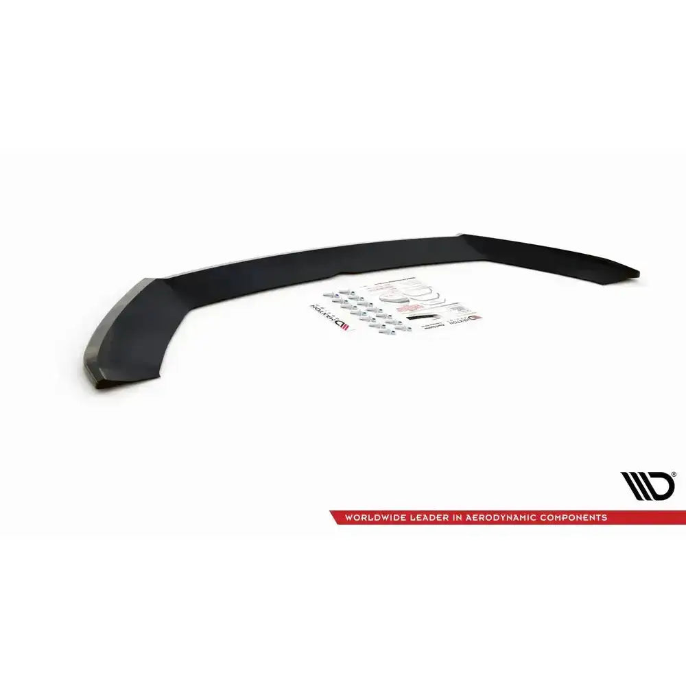 Frontsplitter til Seat Leon Cupra FR Mk3 FL sett ovenfra med monteringsutstyr og instruksjoner.