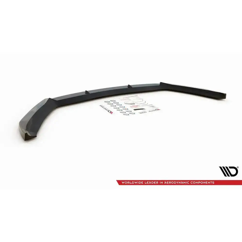 Frontsplitter til Seat Leon Cupra FR Mk3 FL med monteringsdeler og instruksjoner sett ovenfra.