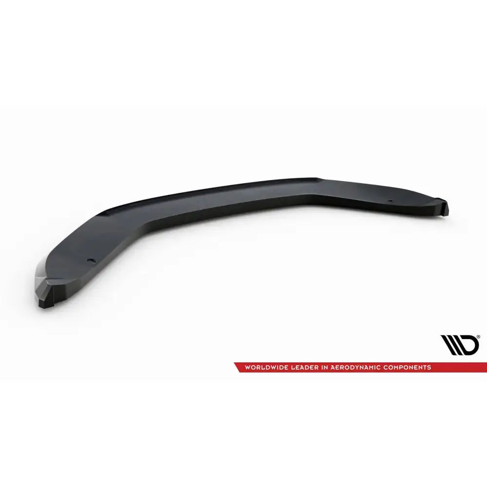 Front splitter til Skoda Kodiaq RS Mk1 Facelift, svart plast med monteringshull og kantede hjørner.