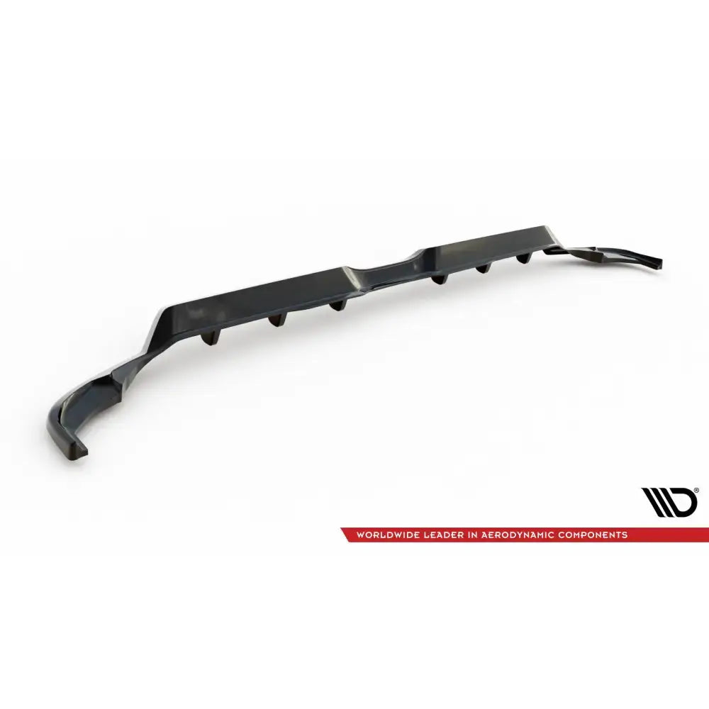Front splitter Volvo C70 Mk1 V2, svart plast med aerodynamiske finner, sett skrått ovenfra.