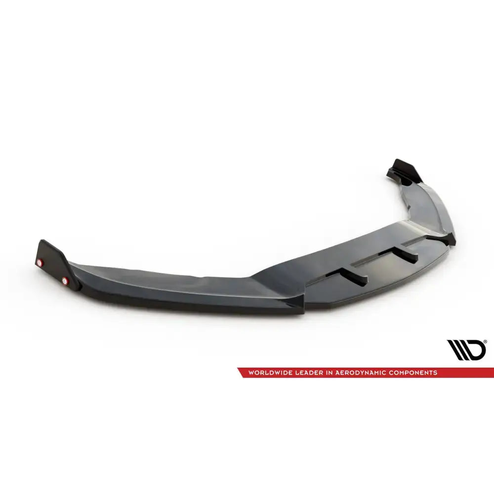 Frontleppe V3 + Flaps til Volkswagen Scirocco R Mk3 med hevede kanter og røde monteringspunkter.