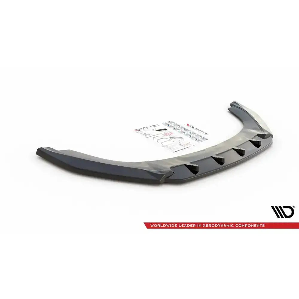 Front splitter til Volkswagen Caddy Mk3 Facelift 10-15, sort plast med luftkanaler og monteringsutstyr.